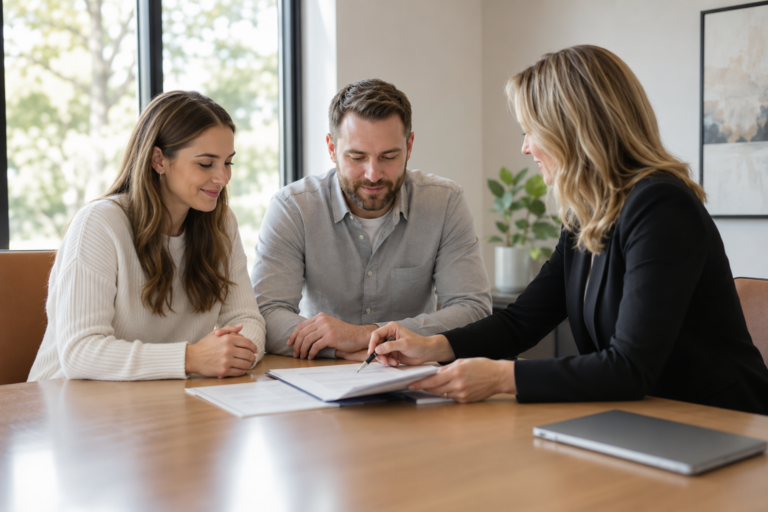 Grand Rapids homeowner reviewing closing paperwork before selling a home