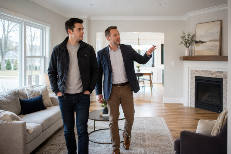 Grand Rapids home buyer checking a home during the final walkthrough before closing