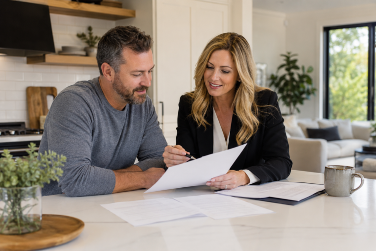 Grand Rapids homeowner reviewing mortgage payoff details before selling a home
