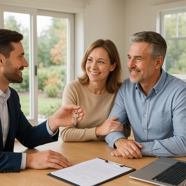 Grand Rapids homeowner and real estate agent evaluating home condition before listing for sale