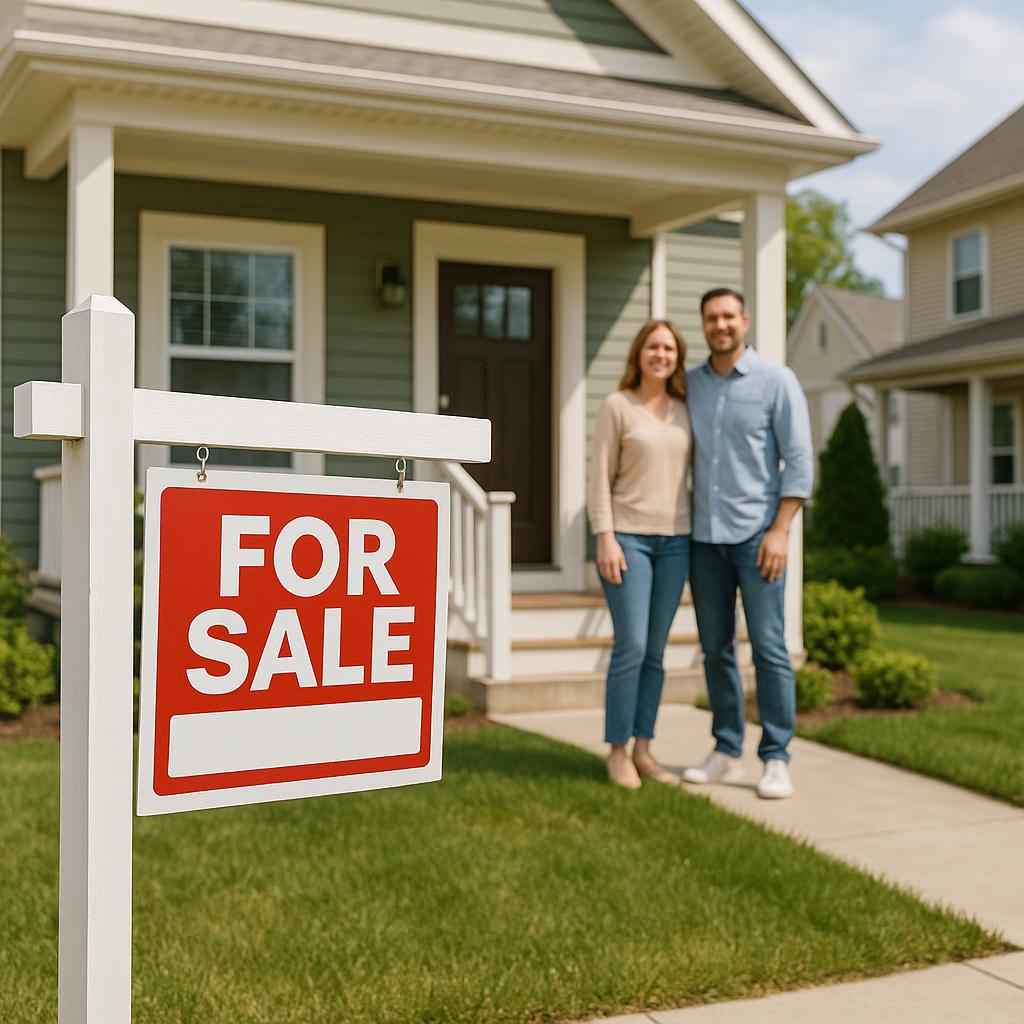 Grand Rapids homeowner, agent, and home inspector reviewing inspection findings in a kitchen