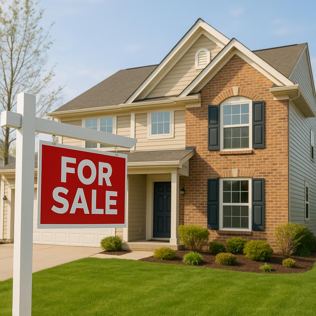 Grand Rapids homeowners tidying their living room with a real estate agent preparing for a scheduled home showing.