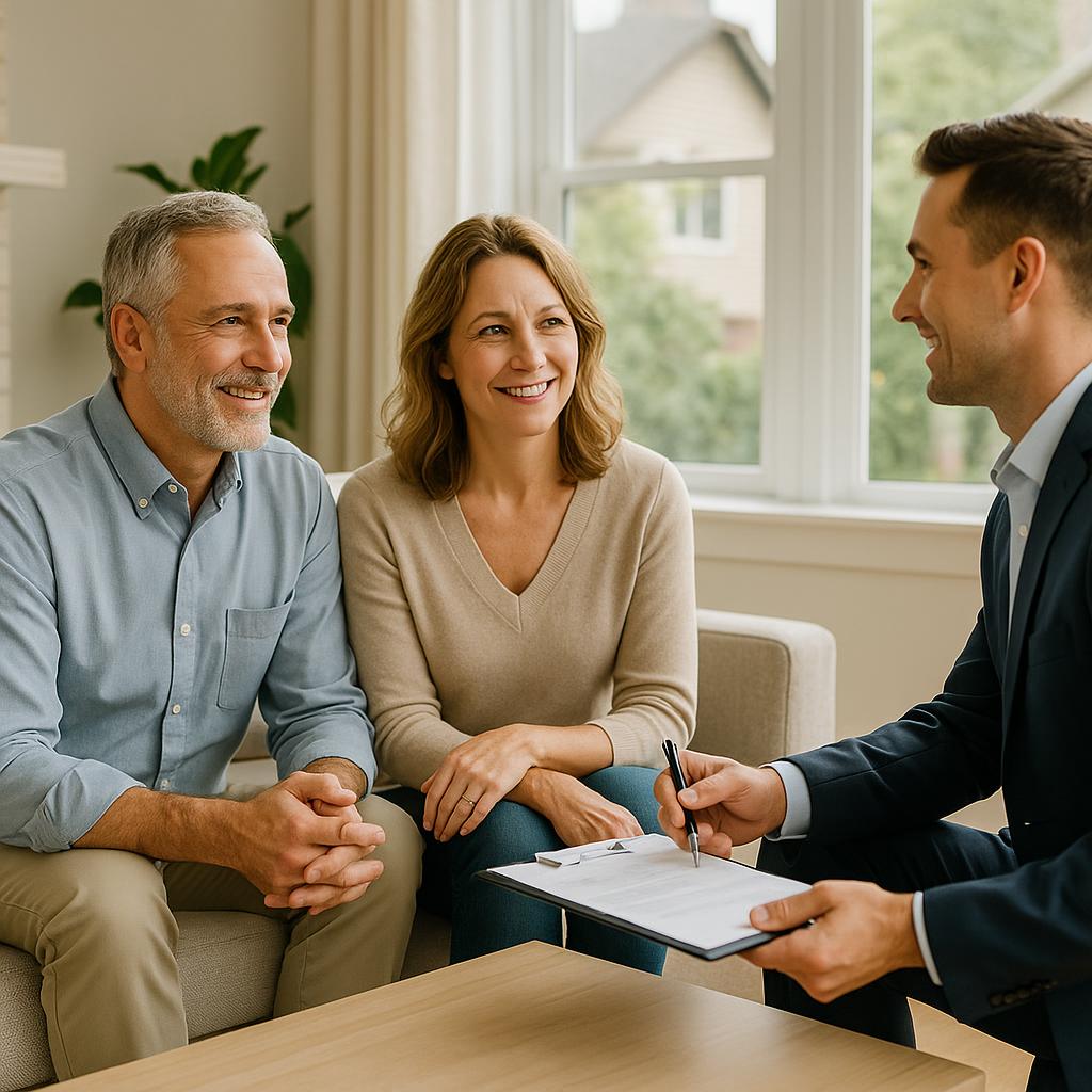 Grand Rapids homeowner and agent reviewing calendar in kitchen to decide when to list home