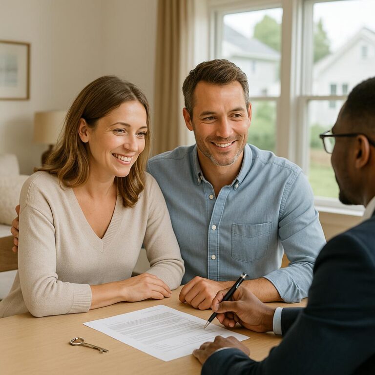 Grand Rapids homeowner and real estate agent preparing a living room for a home showing