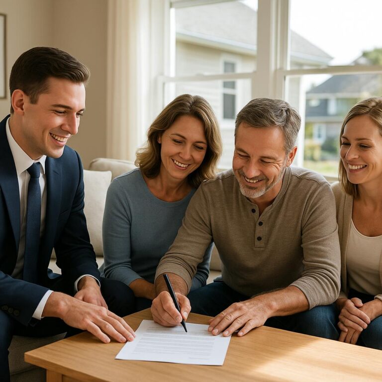Grand Rapids homeowner, agent, and contractor discussing home updates in a kitchen before listing.