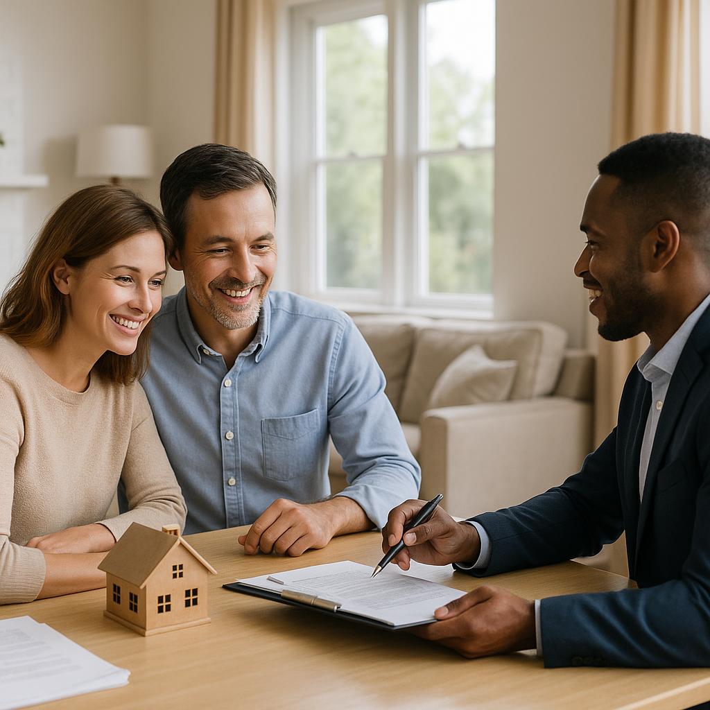 Grand Rapids homeowners and their agent reviewing when to list their home for sale