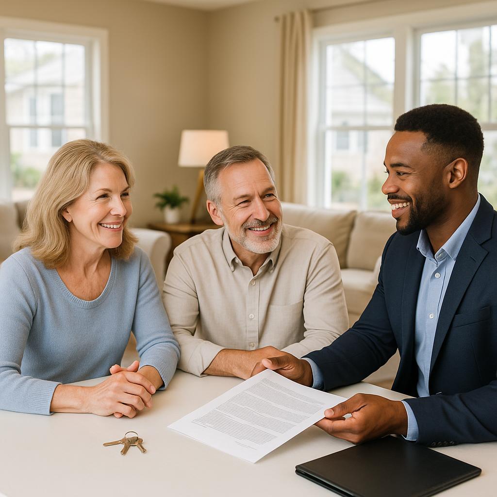 Grand Rapids homeowner and real estate agent discussing insurance claim history at the kitchen table.