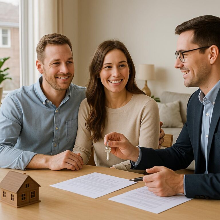 Grand Rapids homeowner and real estate agent discussing mortgage and HELOC payoff details in a kitchen before selling.