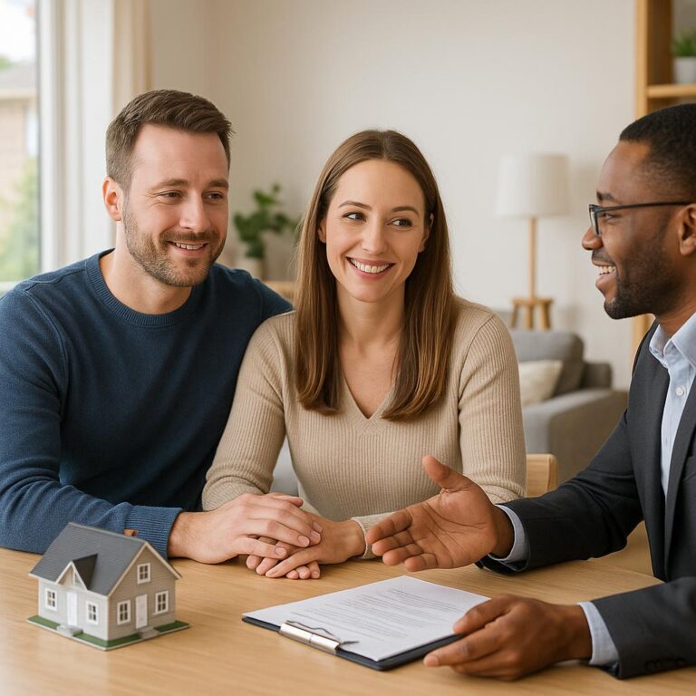 Grand Rapids home seller and agent reviewing appraisal results while appraiser conducts home walk-through.