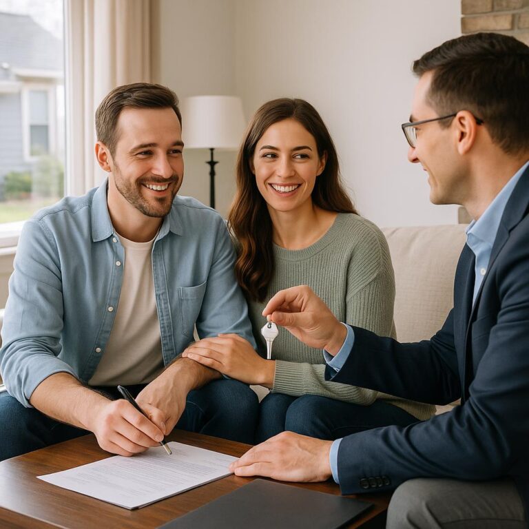 Grand Rapids homeowner and agent reviewing preparations in a vacant, well-lit home before listing