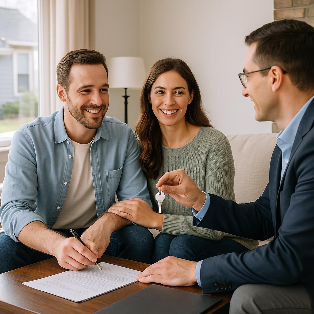 Grand Rapids homeowner and agent reviewing preparations in a vacant, well-lit home before listing