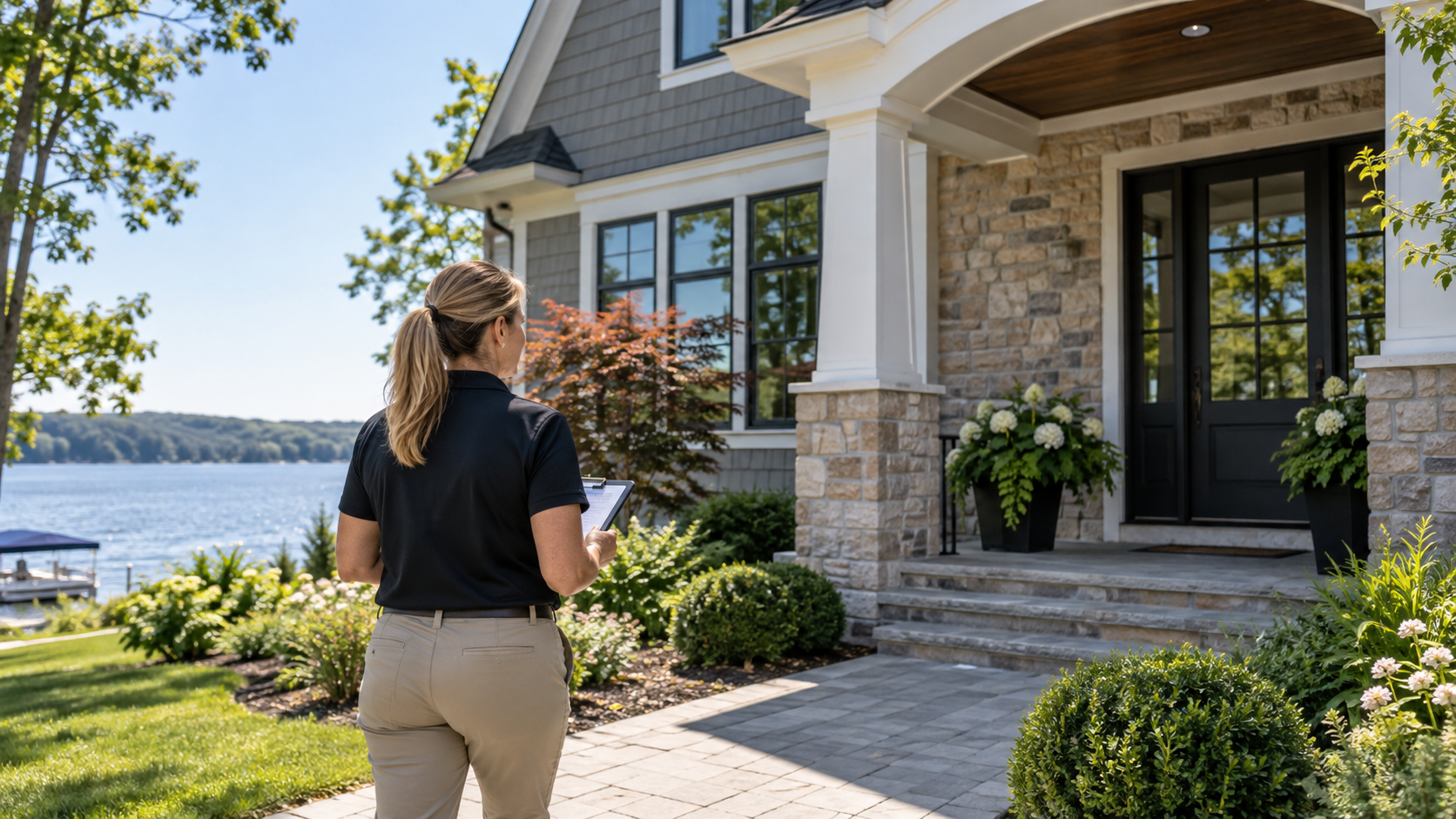Home Watch professional checking a West Michigan residence