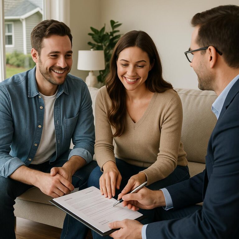 Grand Rapids homeowner and agent reviewing a rental home after tenants move out