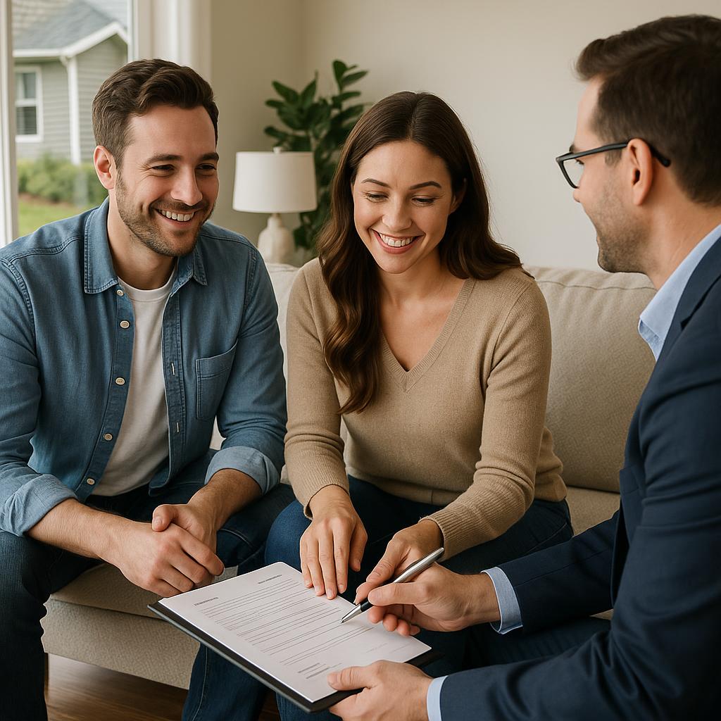 Grand Rapids homeowner and agent reviewing a rental home after tenants move out